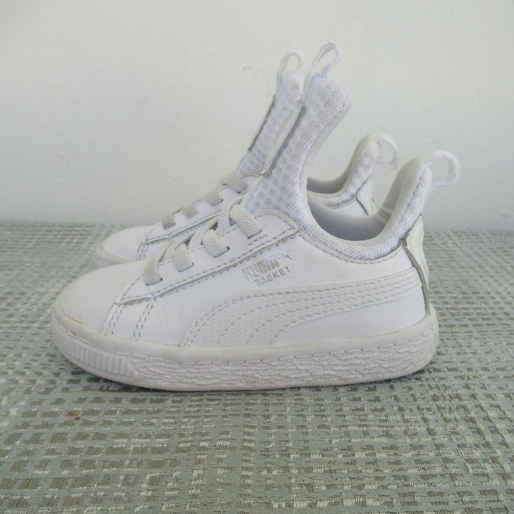 PUMA Toddler Infant Girls Basket Fierce Size 6C Sneakers Shoes - White on White